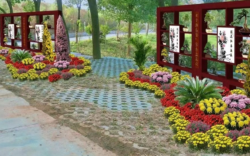 葫芦岛景区菊花展施工、景区菊花展设计
